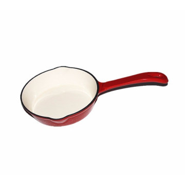 Cooks 10" Inch Red / White Enameled Cast Iron Skillet Fry Pan with Loop Handle